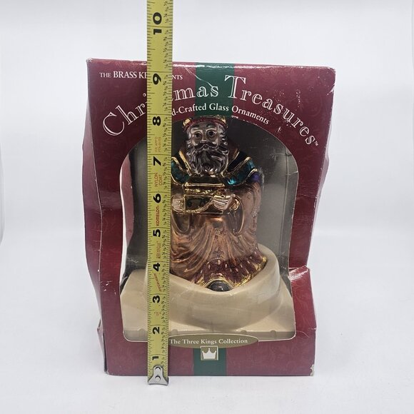 Vintage Brass Key Three Kings Melchior Glass Christmas Tree Ornament 2001 LARGE - Picture 11 of 11